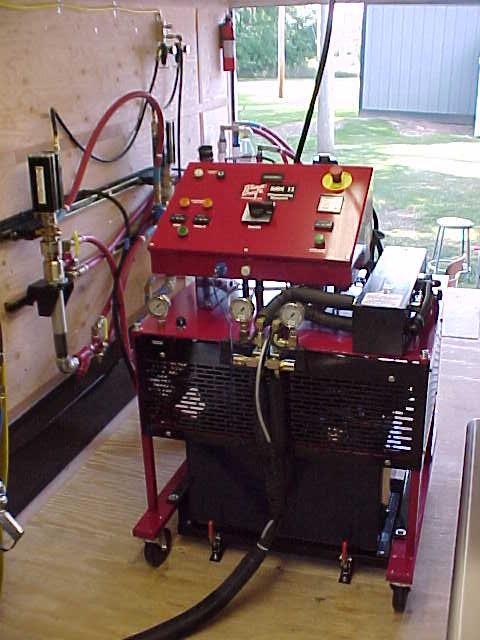 Glascraft MH II spray foam proportioning unit special for the month of December, 2006 with Glascraft P2 spray gun, 50' of heated hose & a 10' whip.
